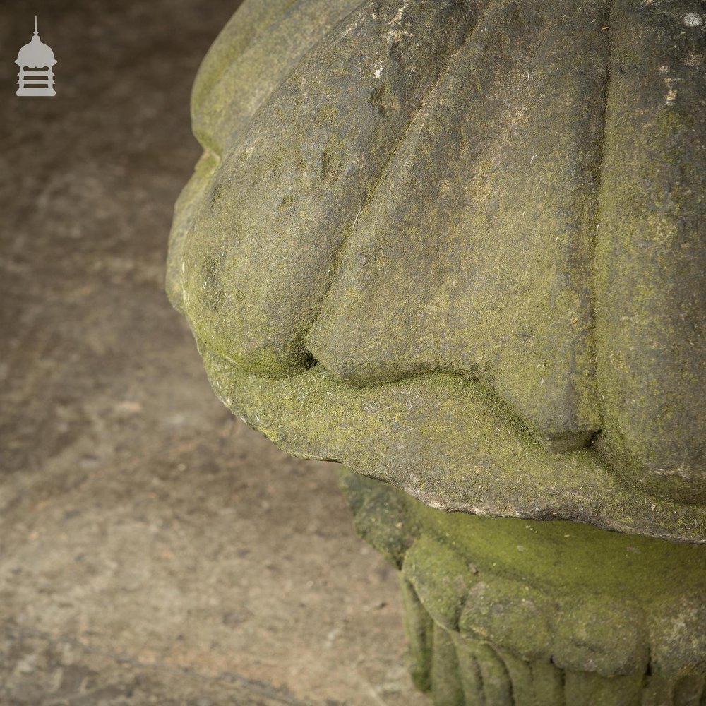 Pair of 18th C Carved Sandstone Pier Cap Finials