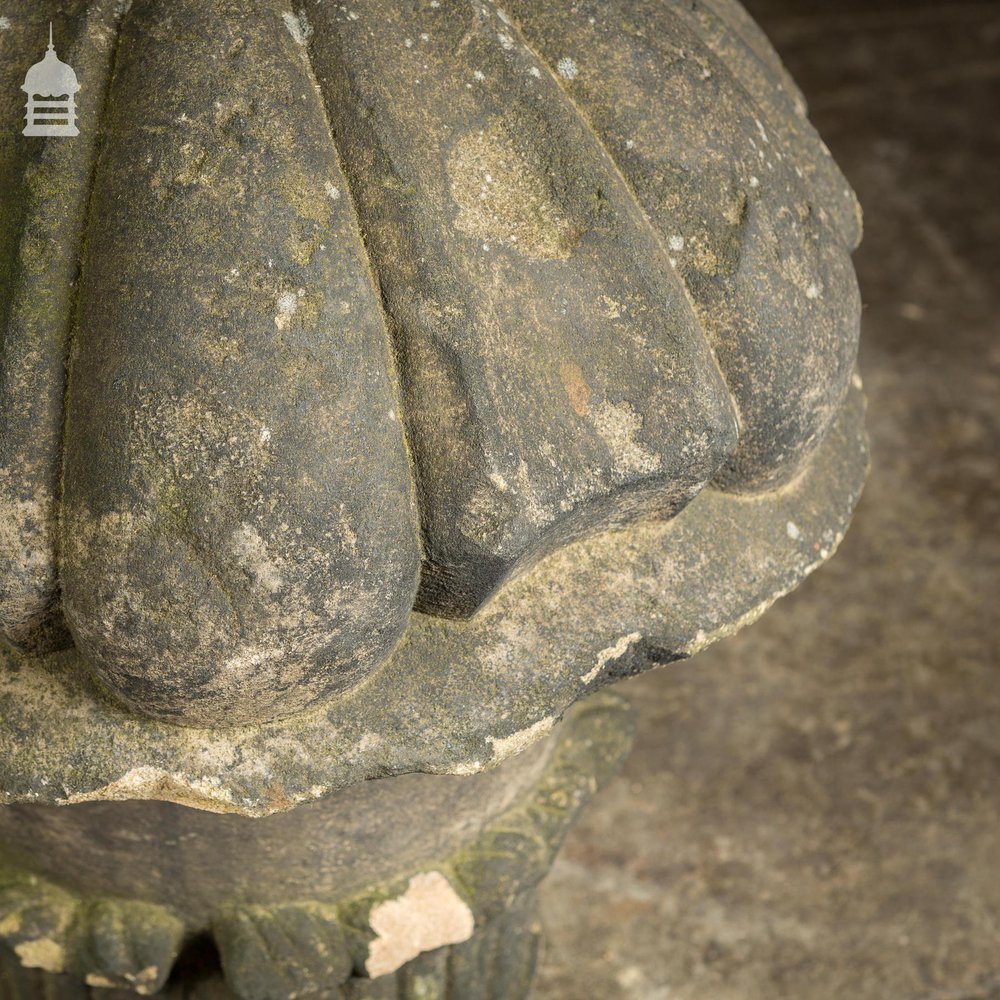 Pair of 18th C Carved Sandstone Pier Cap Finials