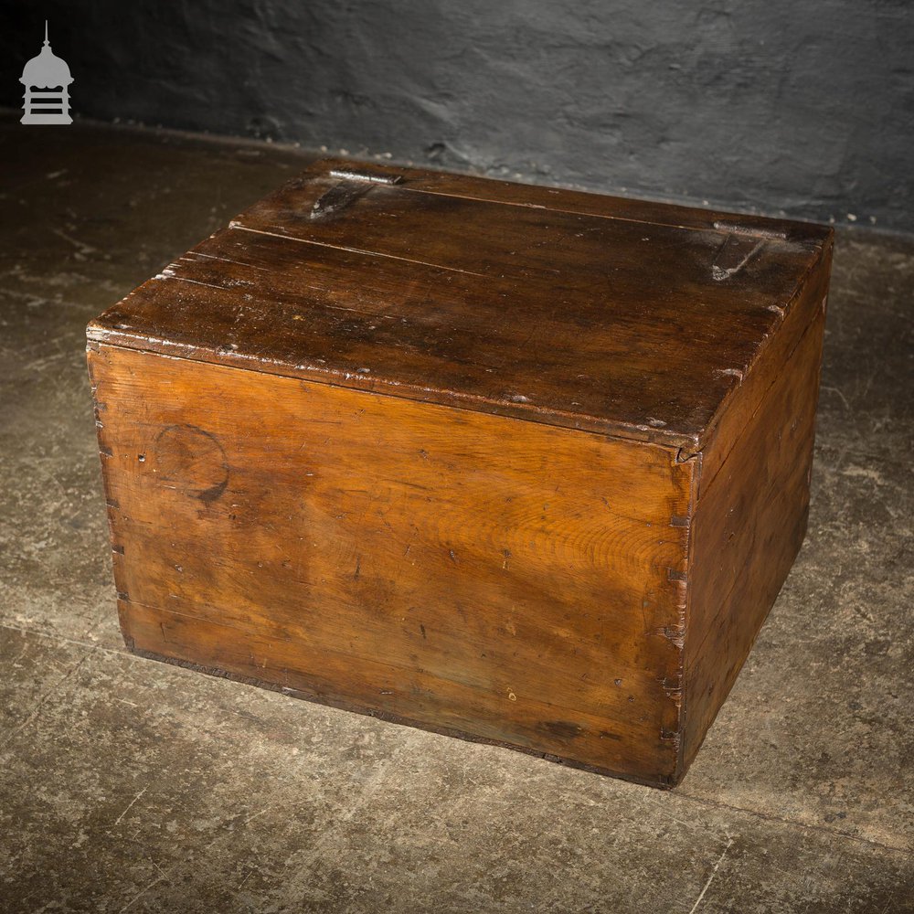 19th C Rustic Wide Pine Dovetail Jointed Box