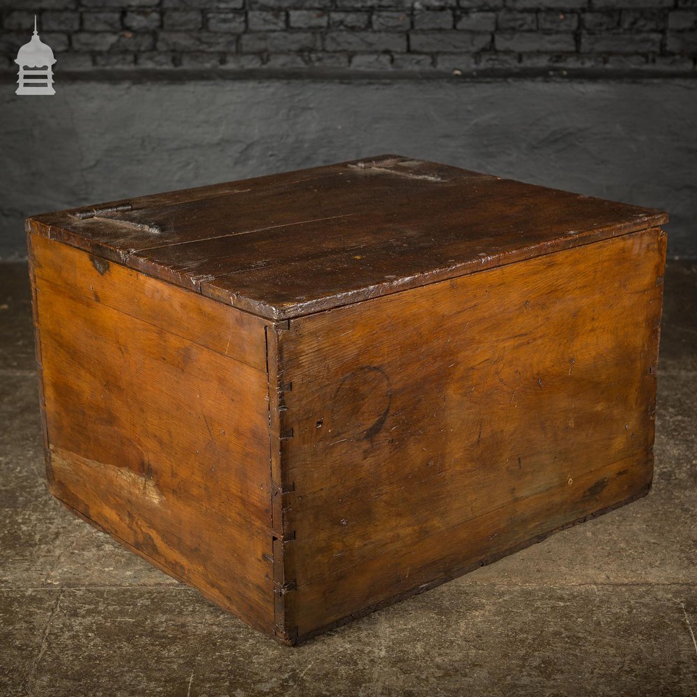 19th C Rustic Wide Pine Dovetail Jointed Box