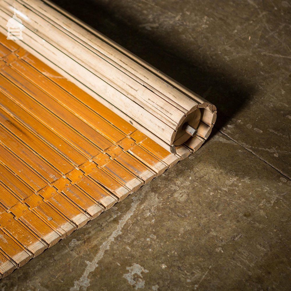 19th C Pitch Pine Roller Shutter with Grained Finish by Haskins of London