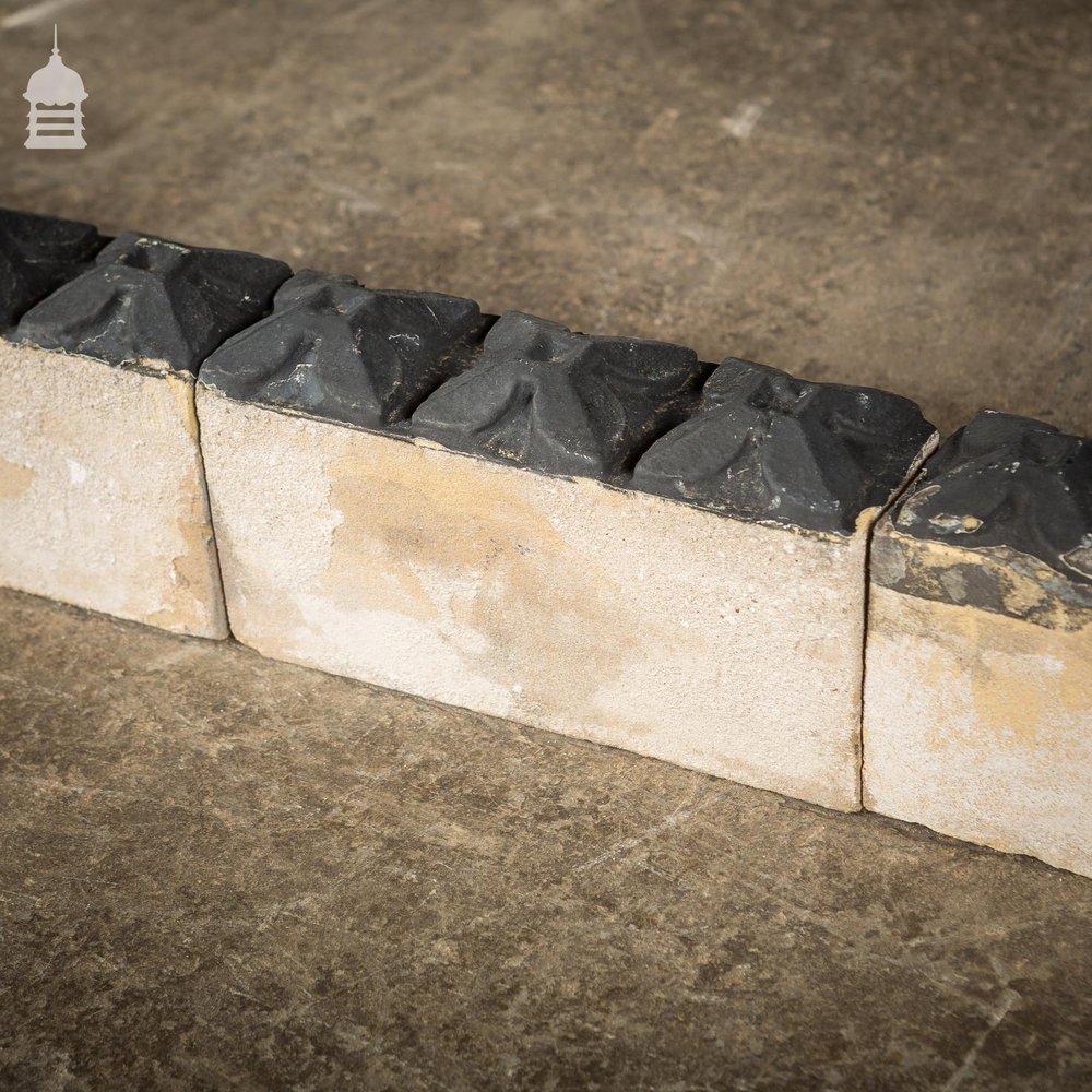 Batch of 23 Decorative 19th C Suffolk White Buff Brick Specials with Floral Design