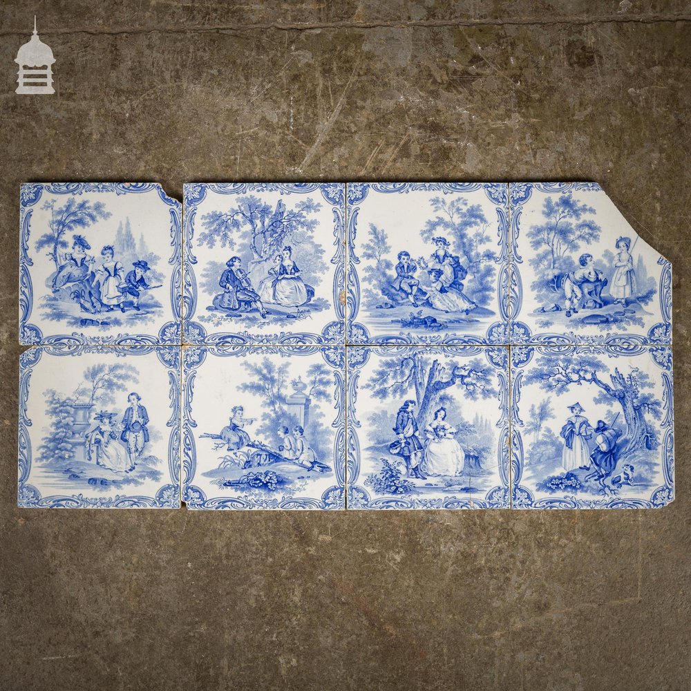 Set of 8 Original Blue and White Decorative 6x6 Tiles