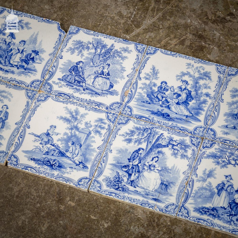 Set of 8 Original Blue and White Decorative 6x6 Tiles