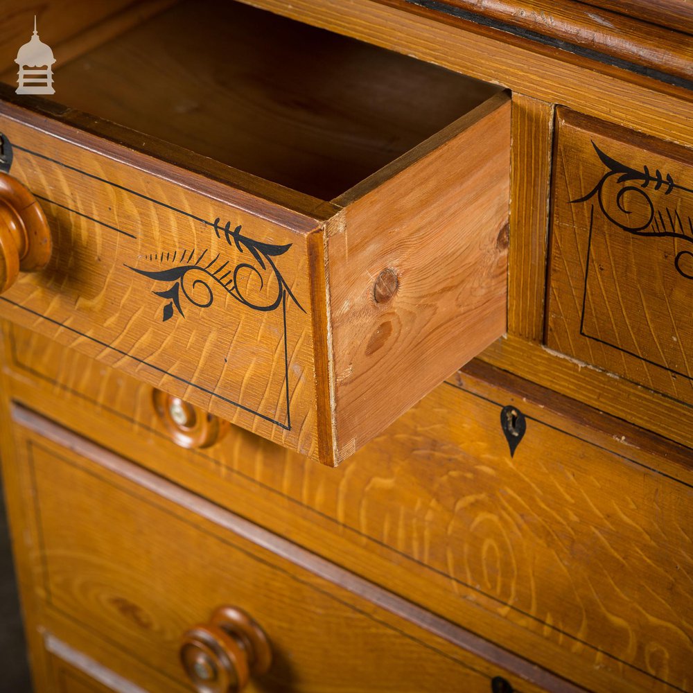 19th C Aesthetic Movement Pine Chest of Drawers with Scumble Graining Finish