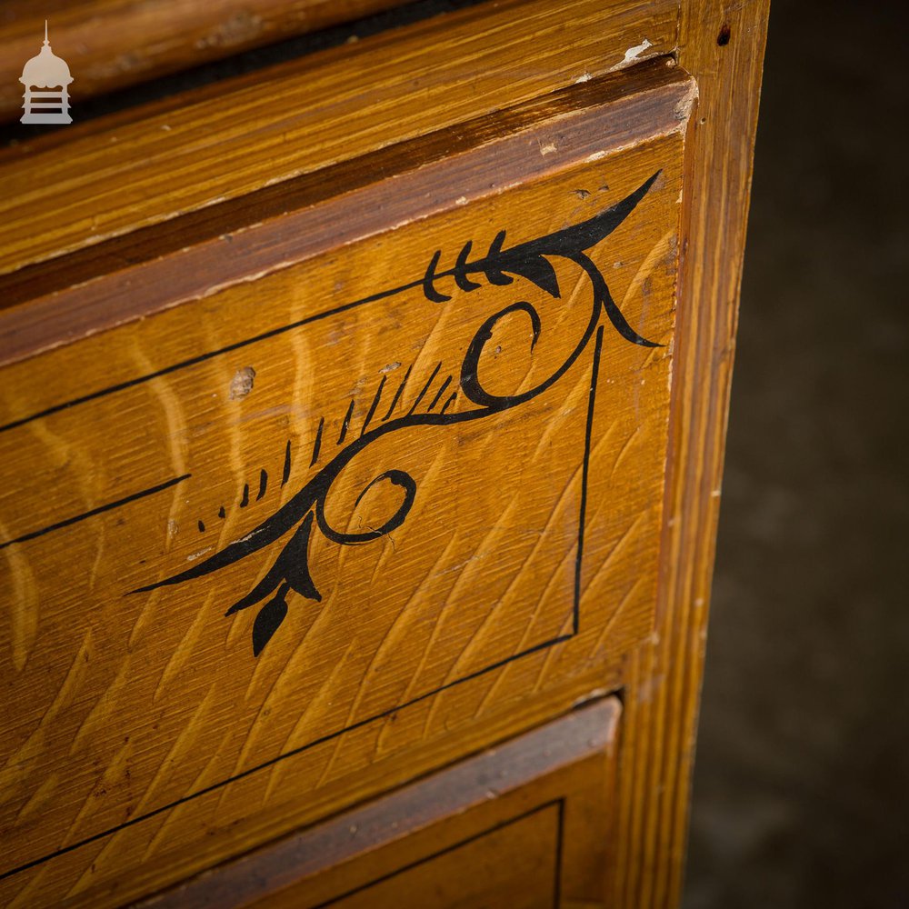 19th C Aesthetic Movement Pine Chest of Drawers with Scumble Graining Finish