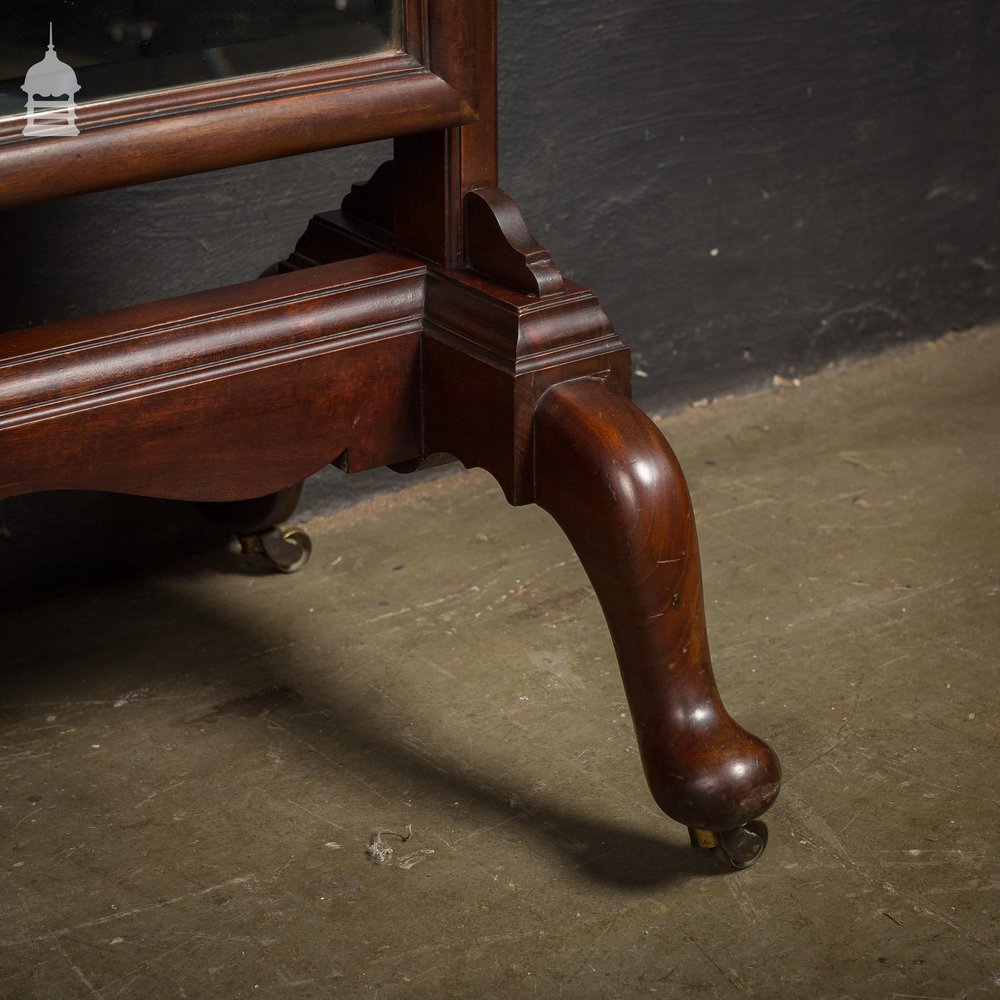 Full Length 19th C Mahogany Cheval Mirror with Original Bevelled Glass