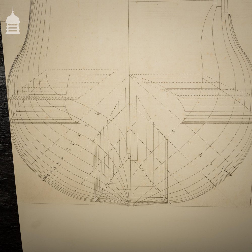 Huge Scale Diagram of 3rd Rate Maritime Nautical War Ship