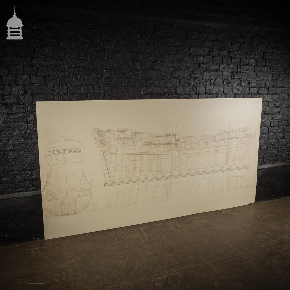 Huge Scale Diagram of 3rd Rate Maritime Nautical War Ship