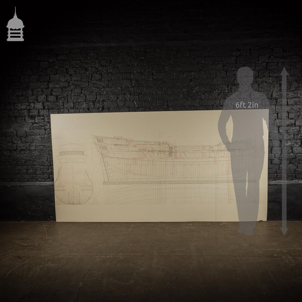 Huge Scale Diagram of 3rd Rate Maritime Nautical War Ship