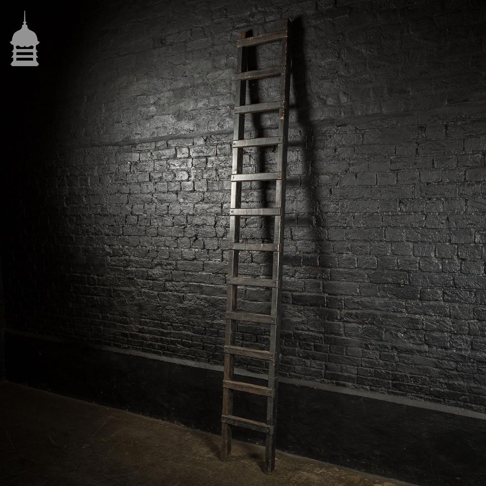 Reclaimed Industrial Black Painted Workshop Ladder