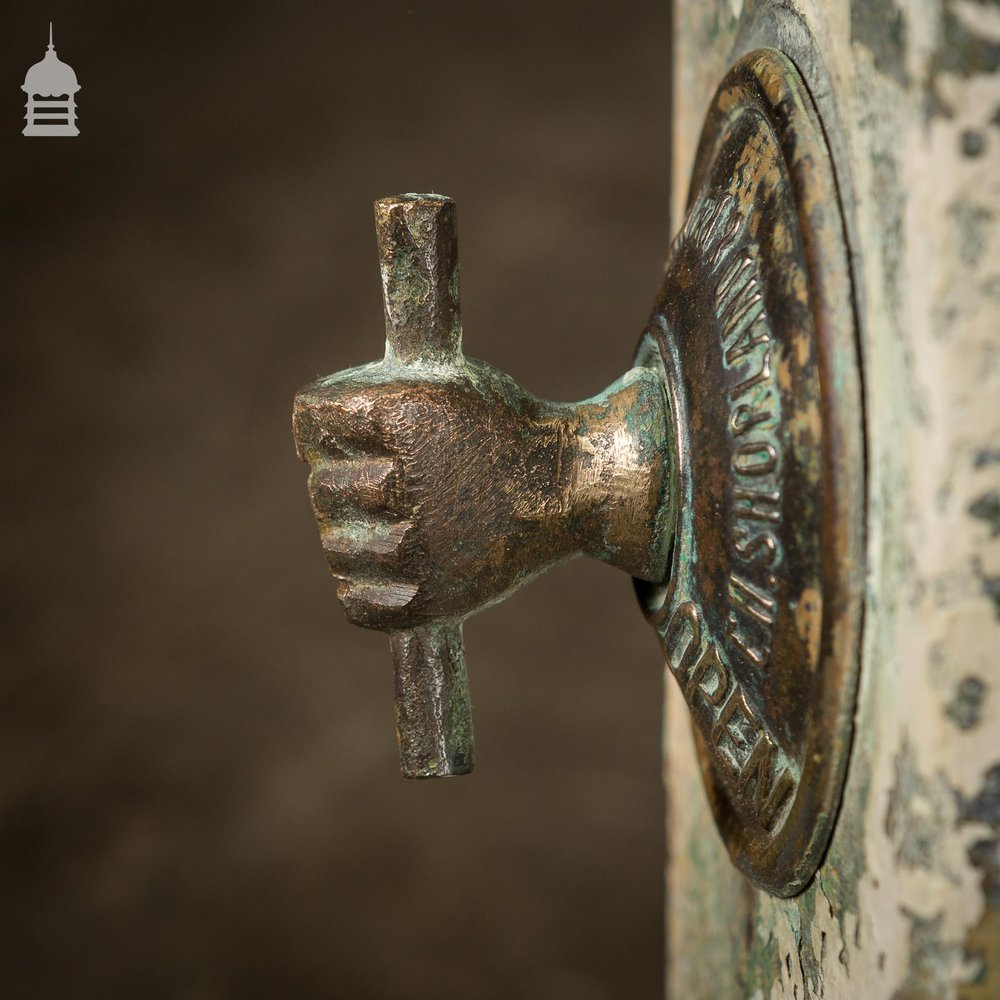 19th C Reclaimed Zinc Air Vent with Brass Fist Handle