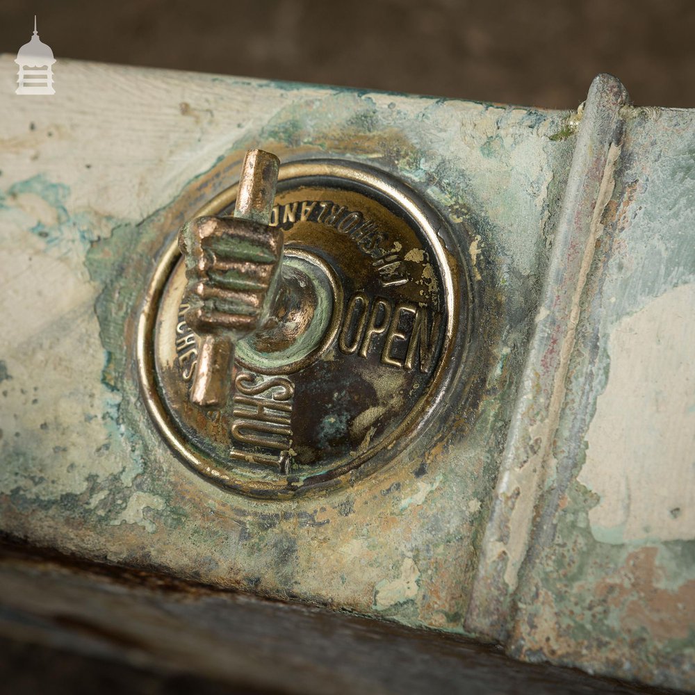 19th C Reclaimed Zinc Air Vent with Brass Fist Handle