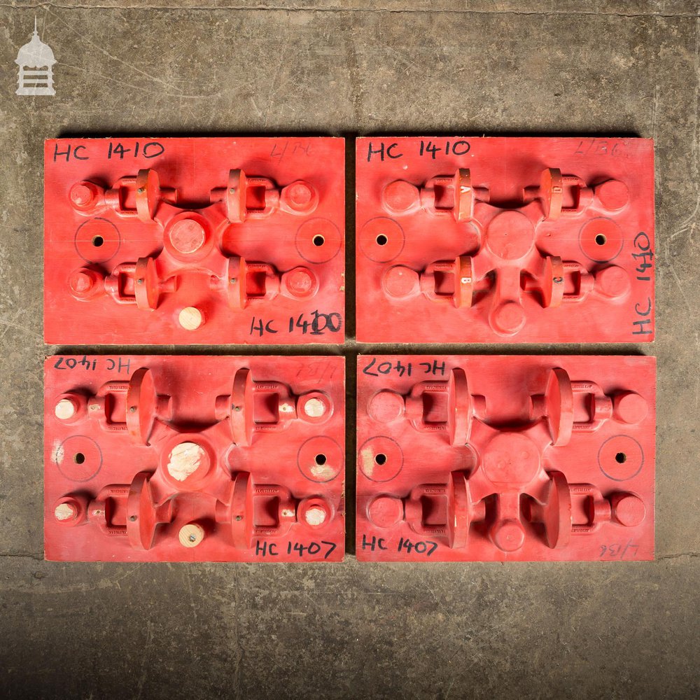 Batch of 4 Red Industrial Foundry Moulds Patterns