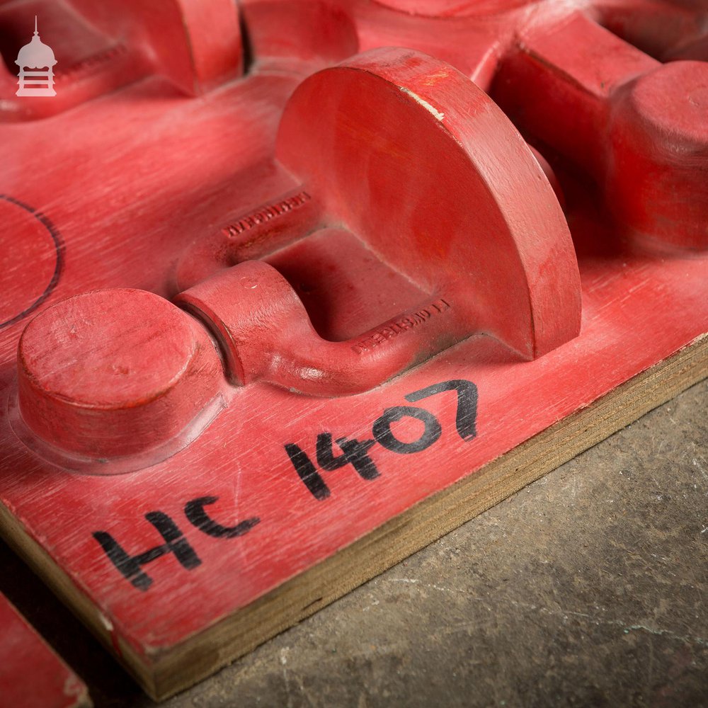 Batch of 4 Red Industrial Foundry Moulds Patterns