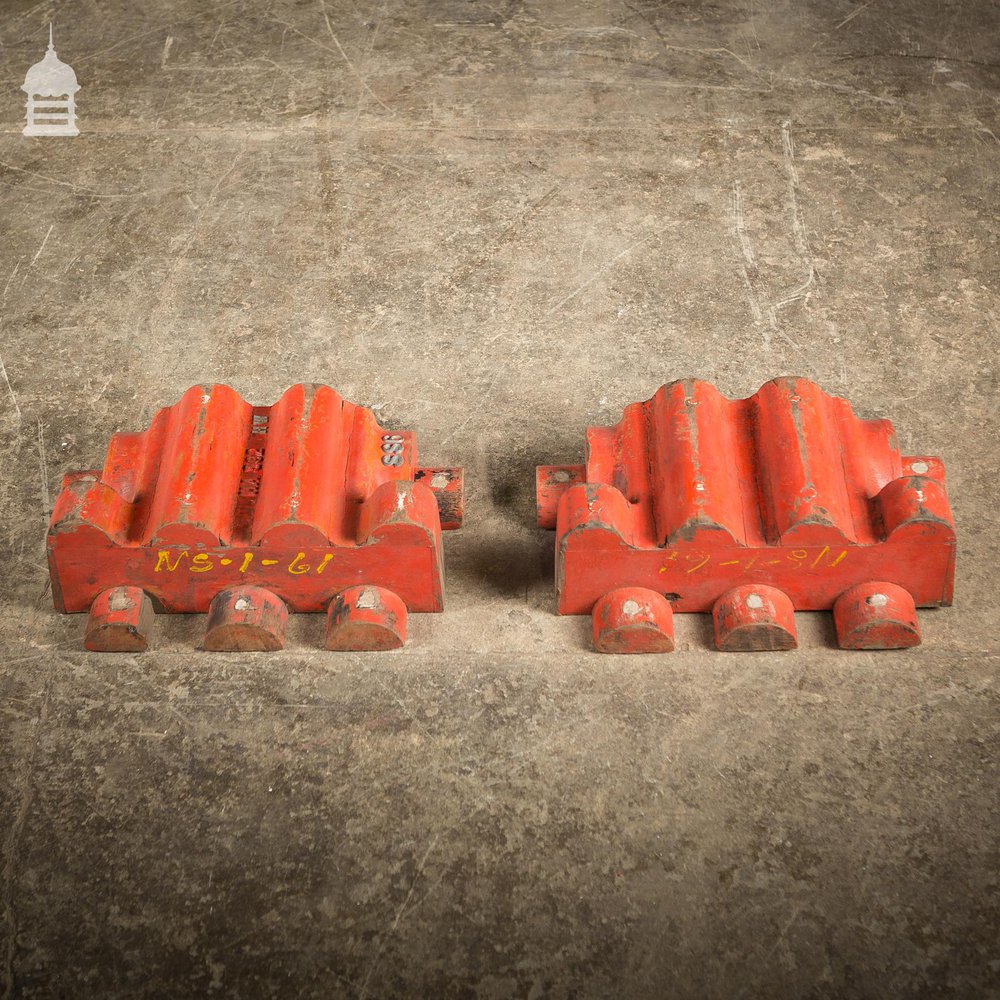 Pair of Red Industrial Foundry Moulds Patterns