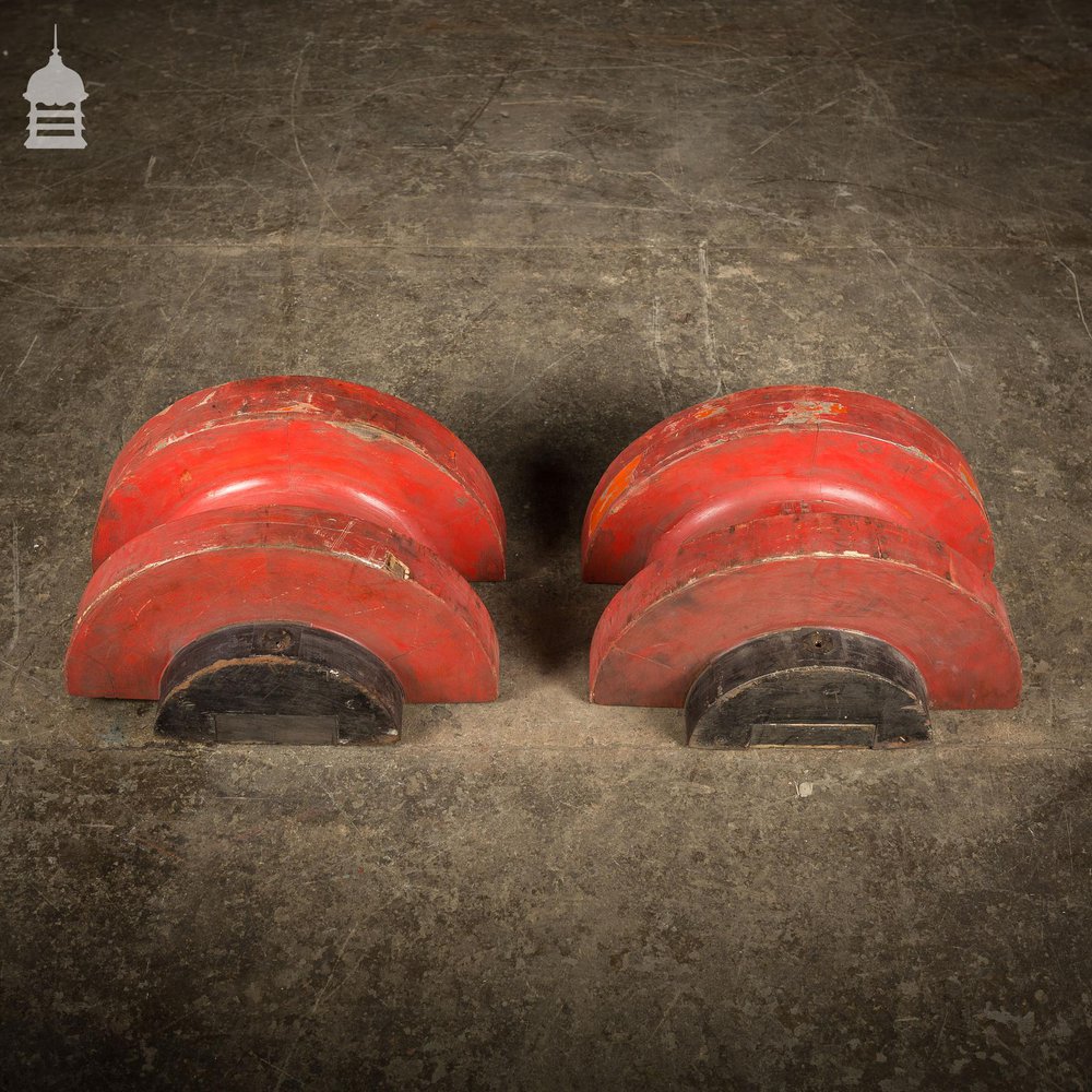 Pair of Red and Black Industrial Foundry Casting Moulds