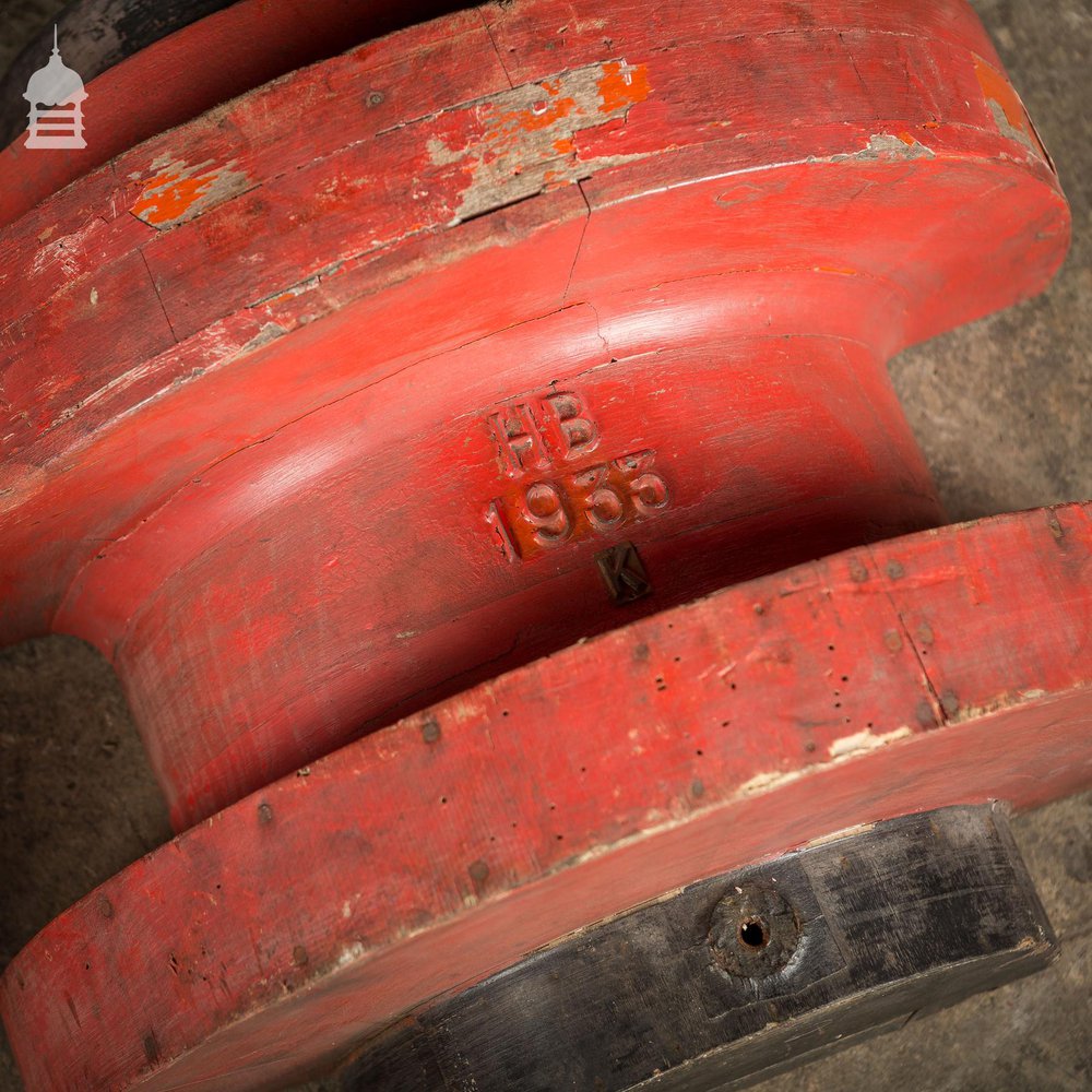 Pair of Red and Black Industrial Foundry Casting Moulds