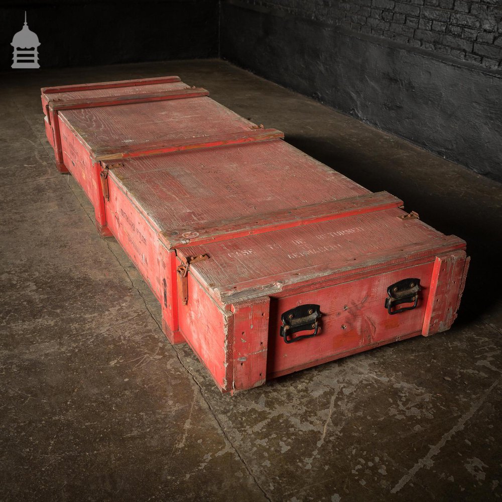 Large Red Wooden Aircraft Part Shipping Crate Reclaimed from a Norfolk RAF Base