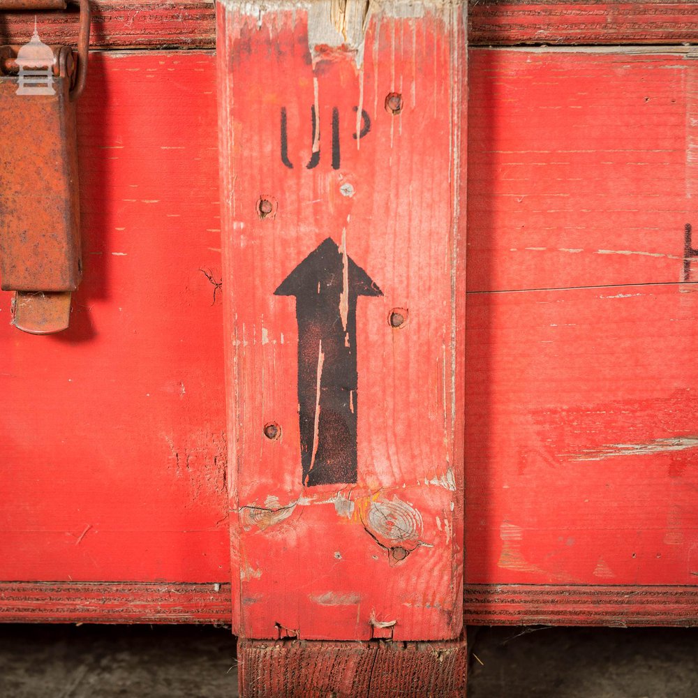 Large Red Wooden Aircraft Part Shipping Crate Reclaimed from a Norfolk RAF Base