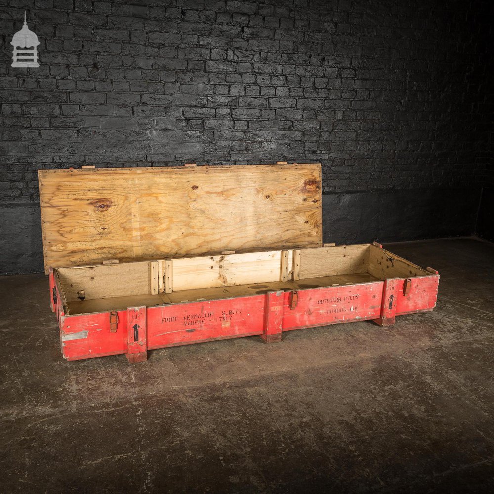 Large Red Wooden Aircraft Part Shipping Crate Reclaimed from a Norfolk RAF Base