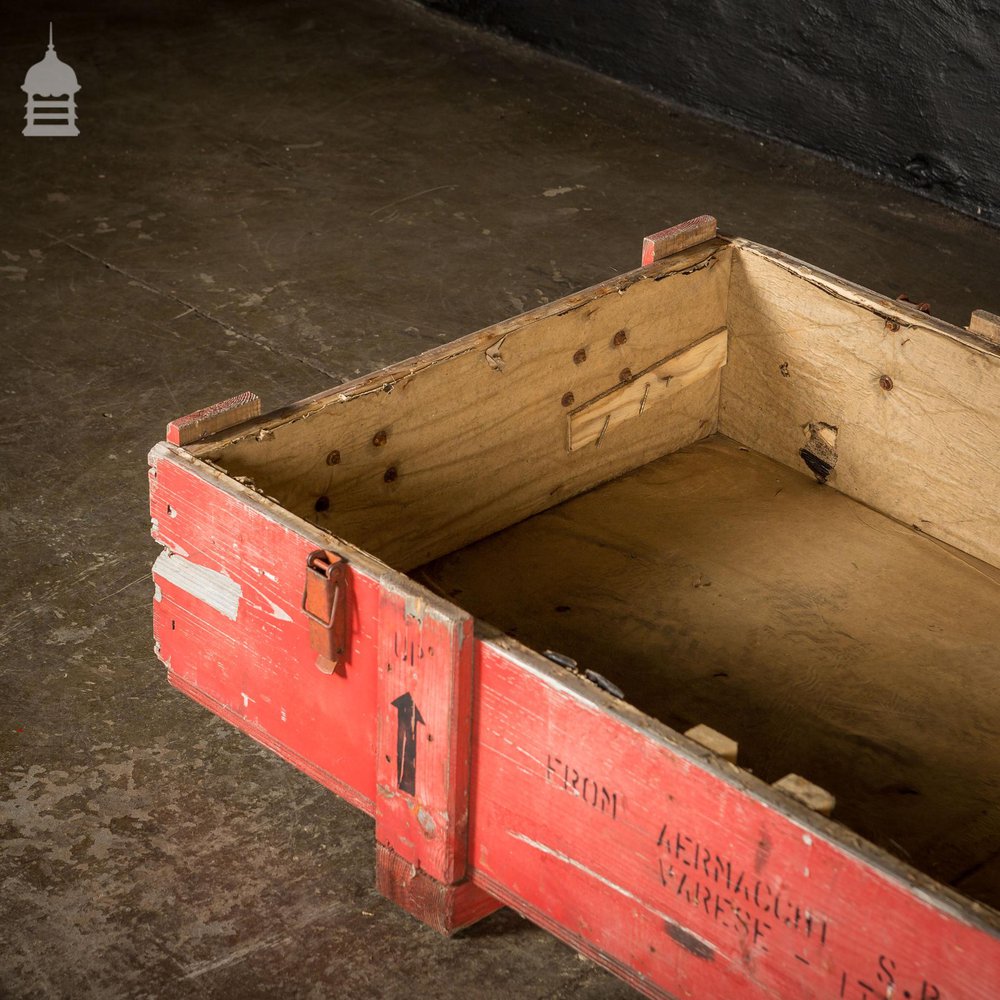 Large Red Wooden Aircraft Part Shipping Crate Reclaimed from a Norfolk RAF Base