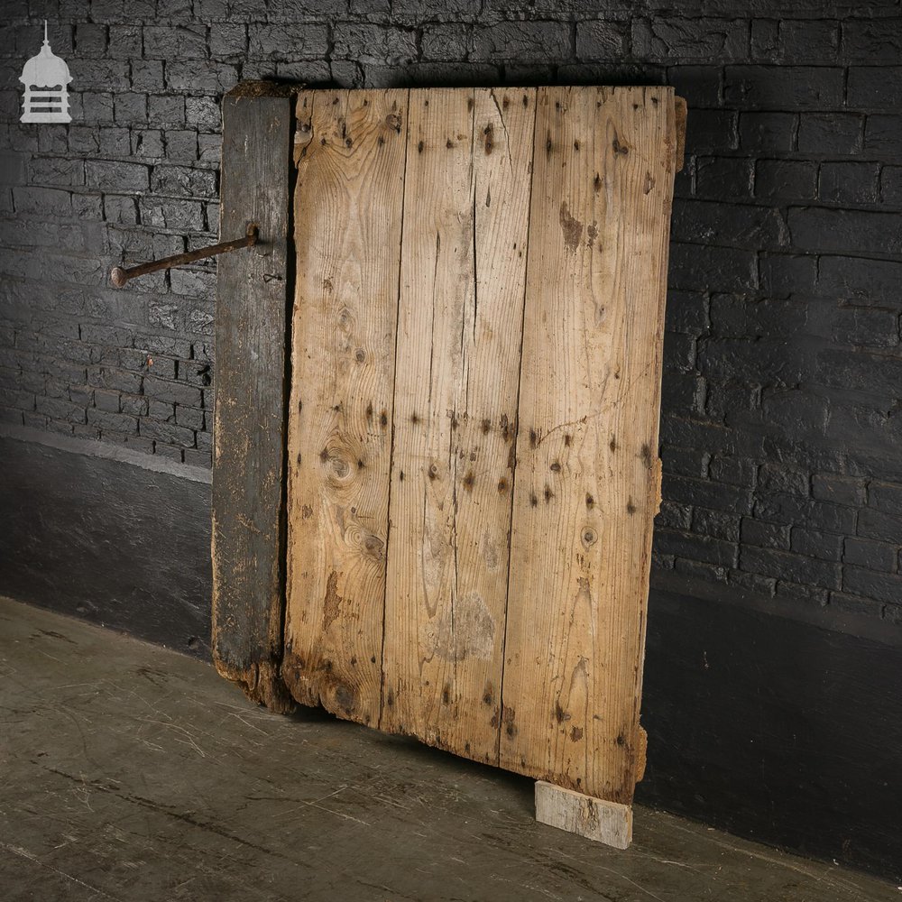 Wide Pine Plank Ledged Barn Door with Original Post