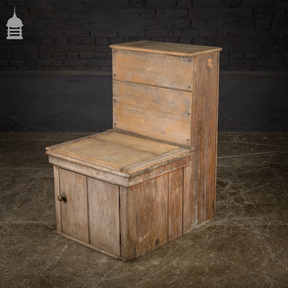 19th C Distressed Pine WC Thunderbox Toilet