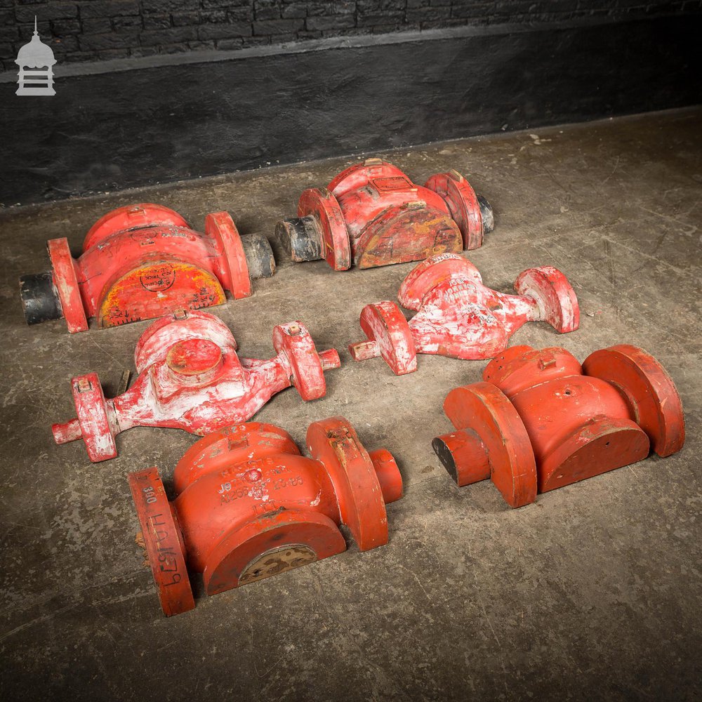 Batch of 6 Large Red Industrial Foundry Moulds