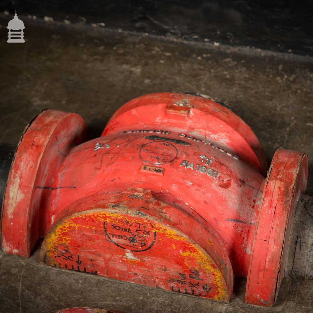 Batch of 6 Large Red Industrial Foundry Moulds