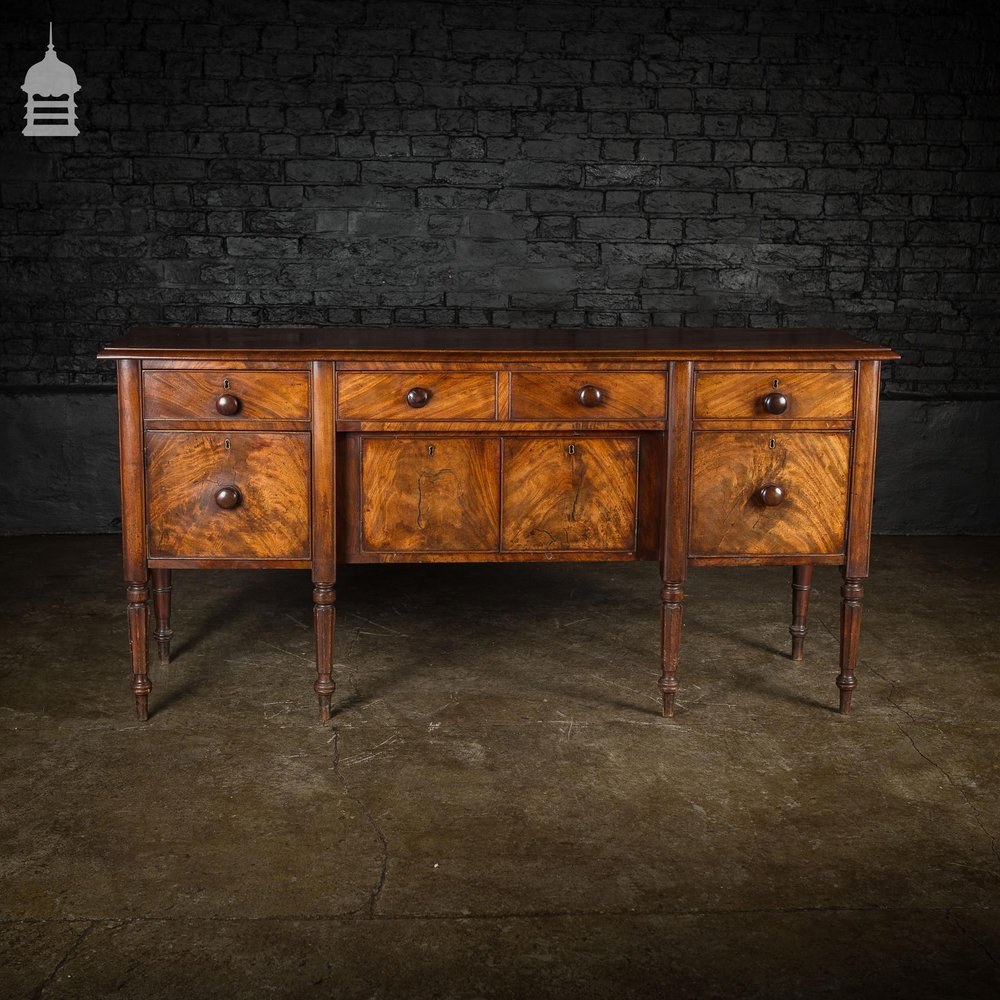 Regency Mahogany Sideboard with Tapering Fluted Legs