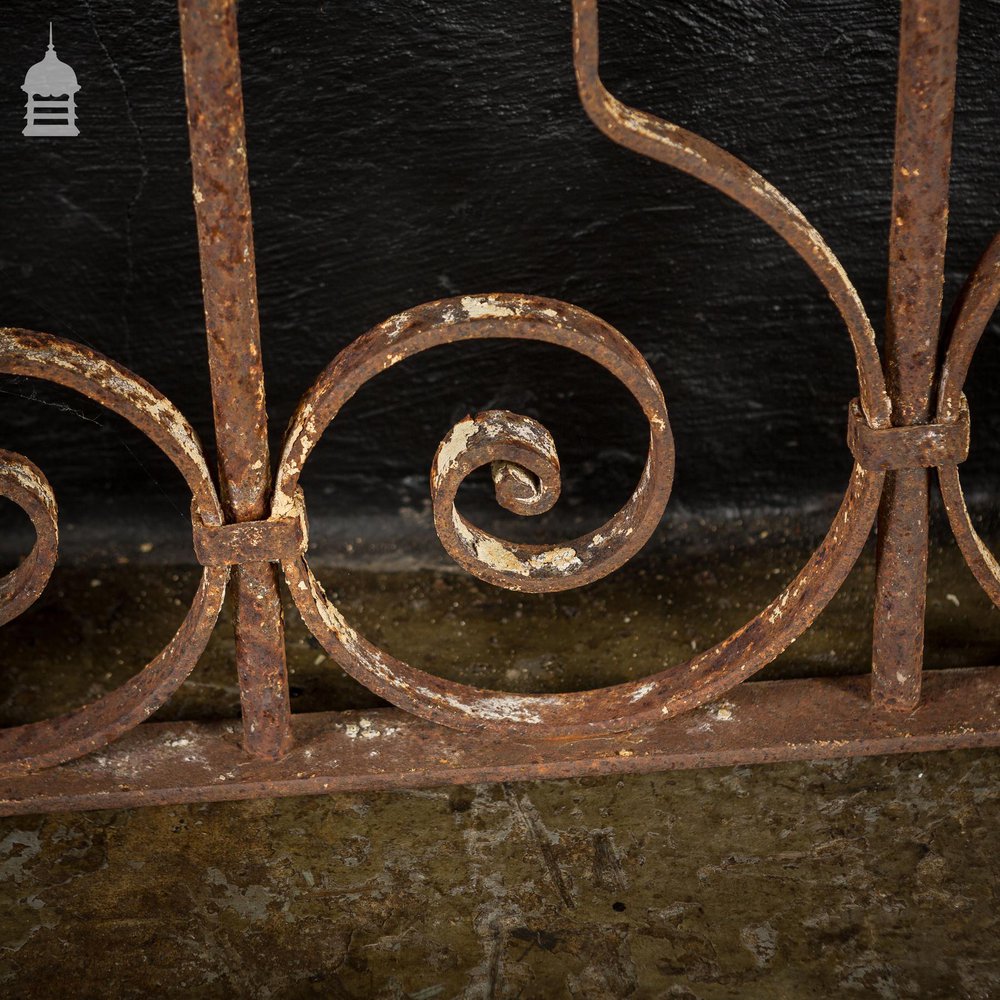 Early 19th C Decorative Wrought Iron Railing with Scroll Design