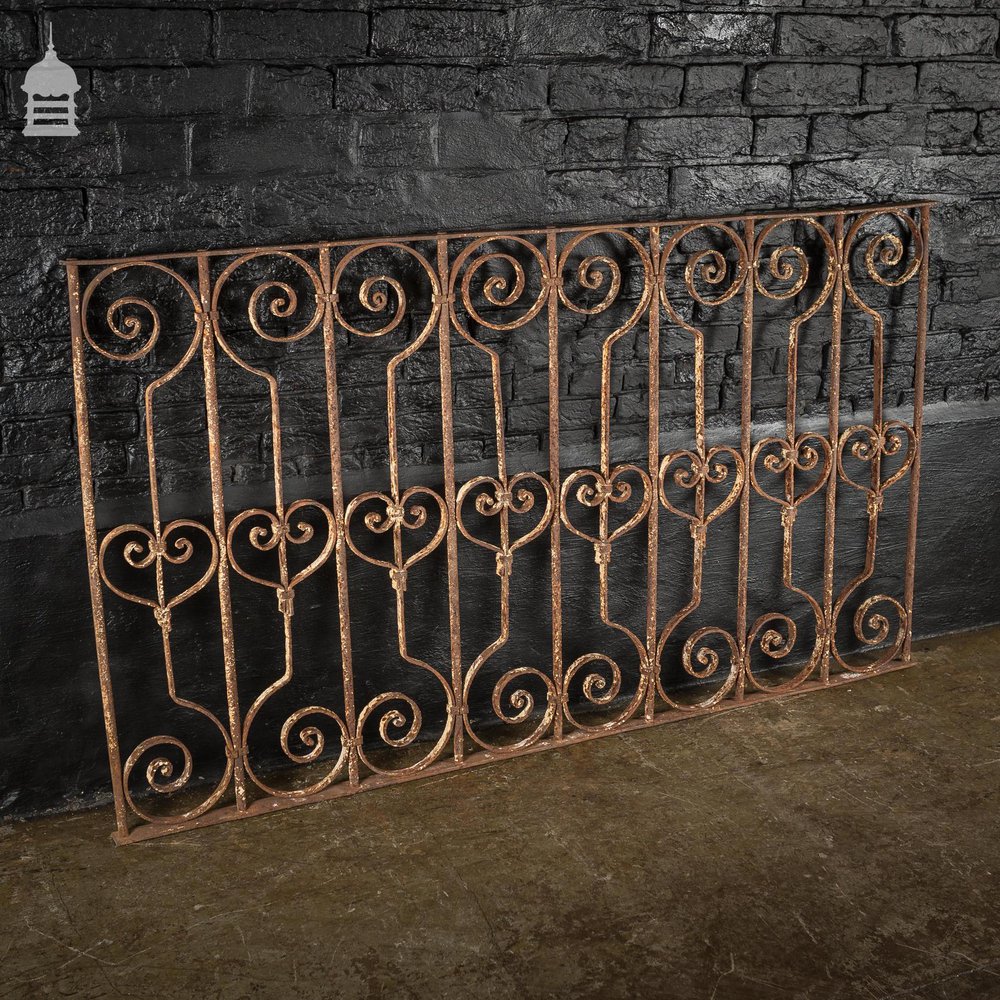 Early 19th C Decorative Wrought Iron Railing with Scroll Design