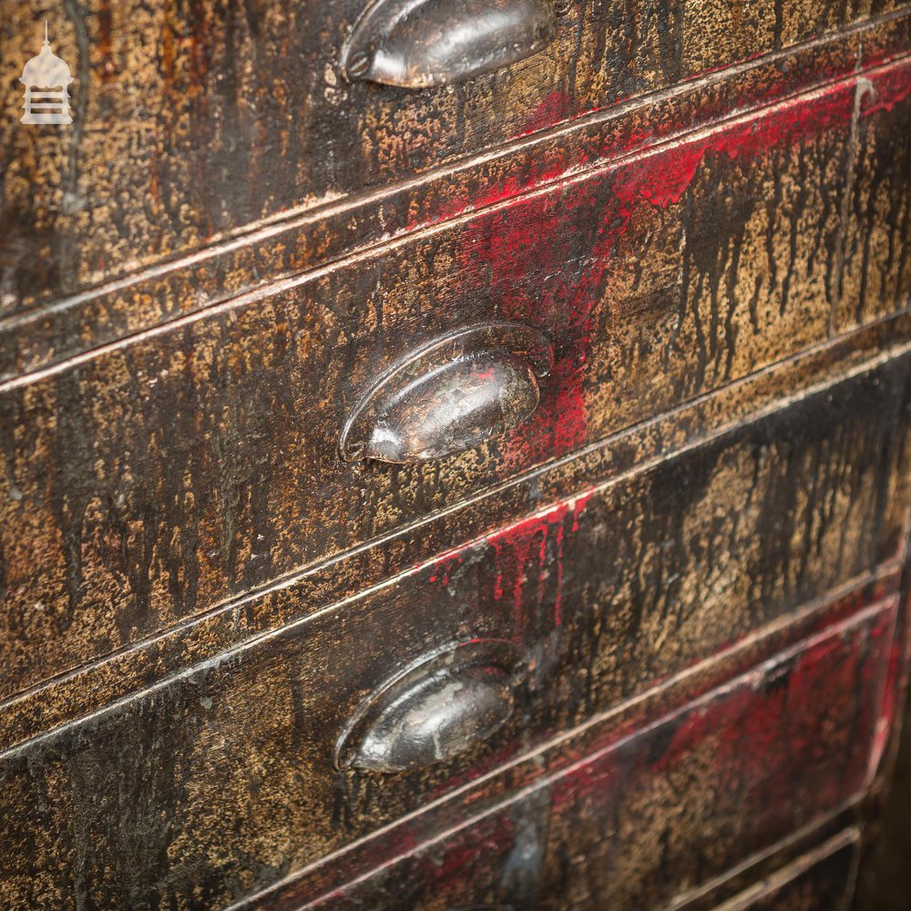 Industrial Workshop Drawers Unit with Distressed Finish and Brass Cup Handles