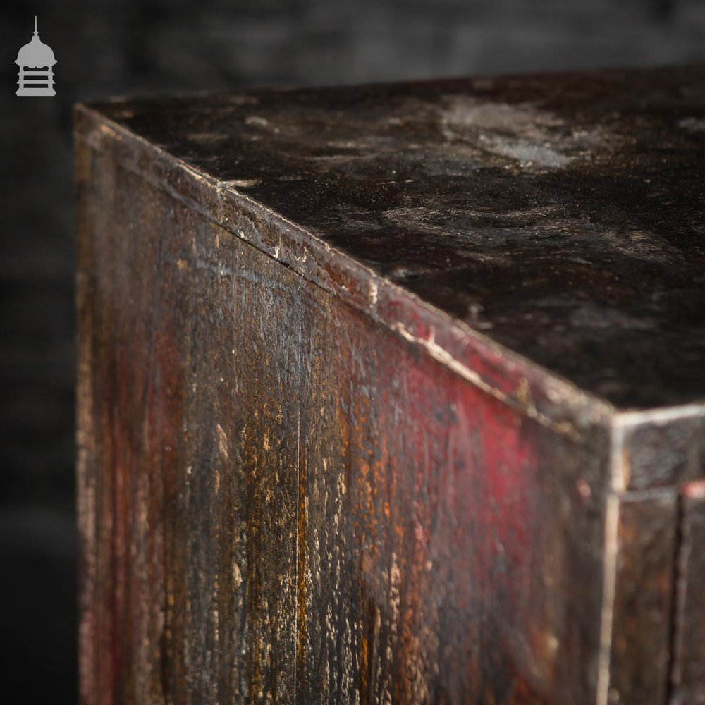 Industrial Workshop Drawers Unit with Distressed Finish and Brass Cup Handles