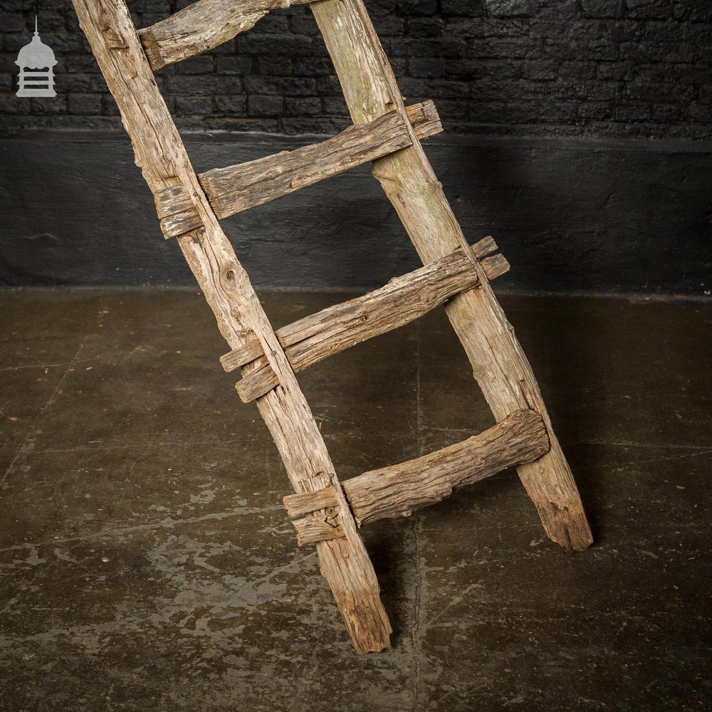 An Early Example of A Rustic Bygone Primitive Oak Barn Ladder (Display Piece)