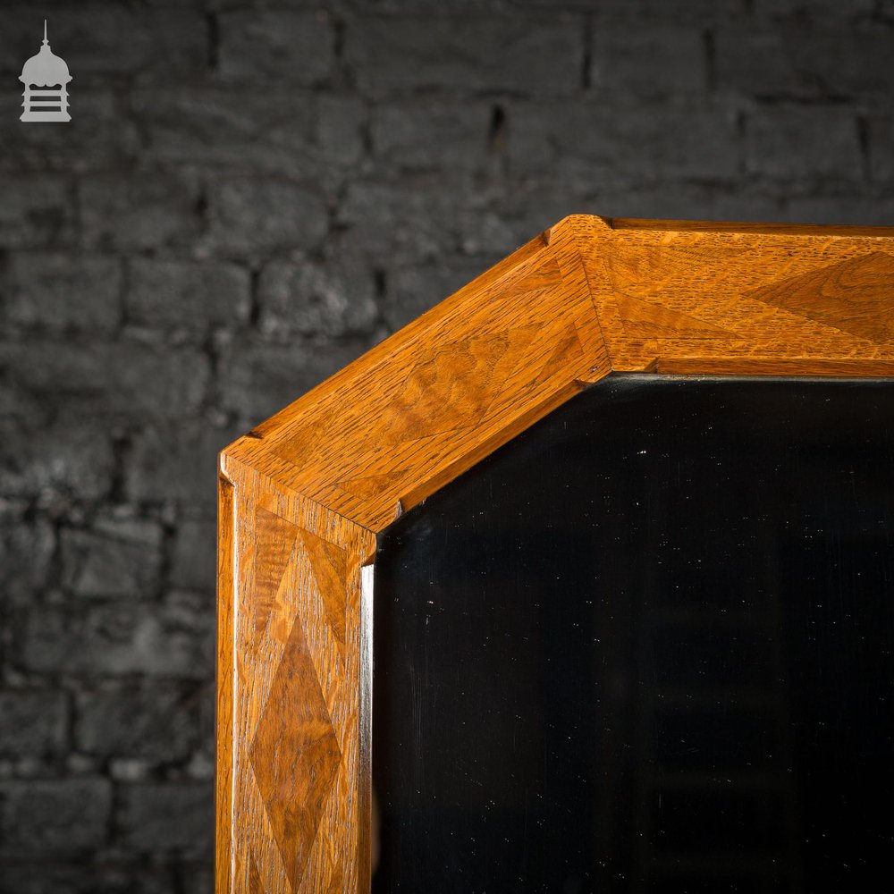 Arts and Crafts Oak with Inlaid Teak Pedestal Sideboard with Mirror from Norwich Cathedral