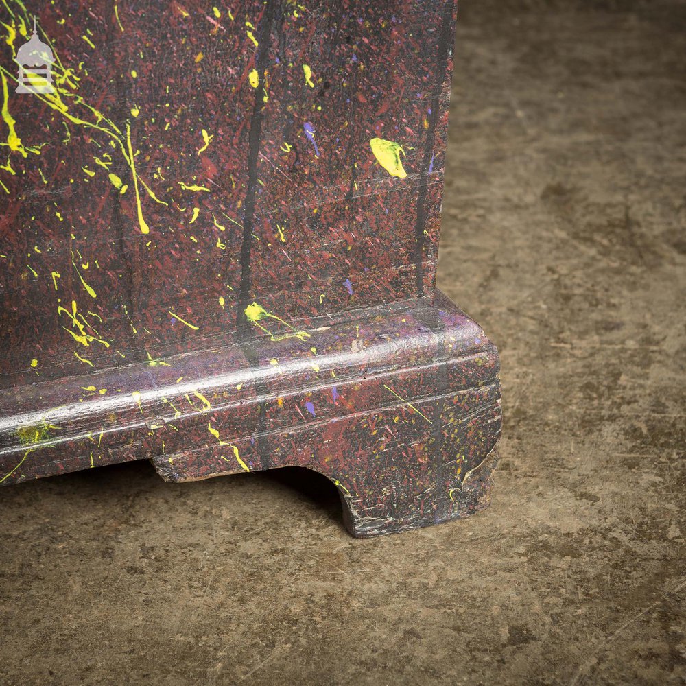 19th C Pine Trunk Chest with Distressed Purple Paint Finish