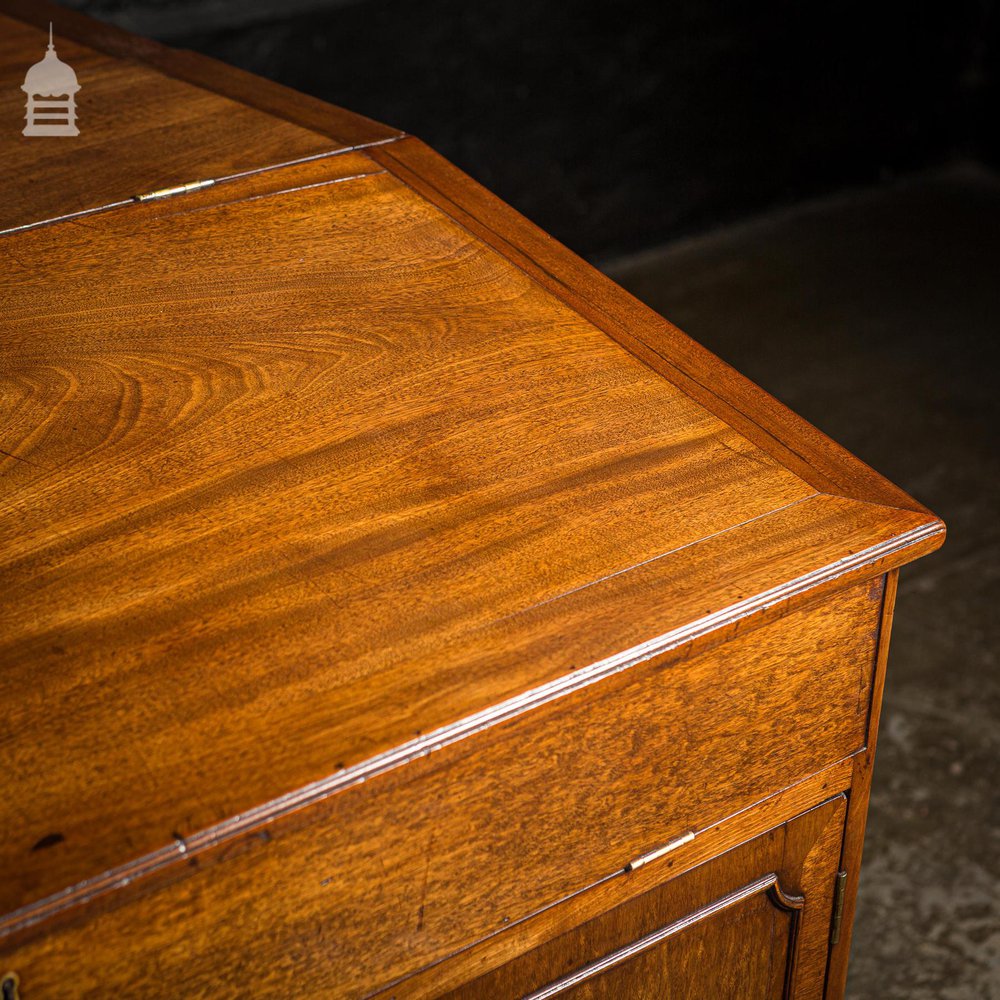 Rare Victorian Striking Mahogany Pedestal Bureau Desk with Large Drop Leaf Table to the Rear