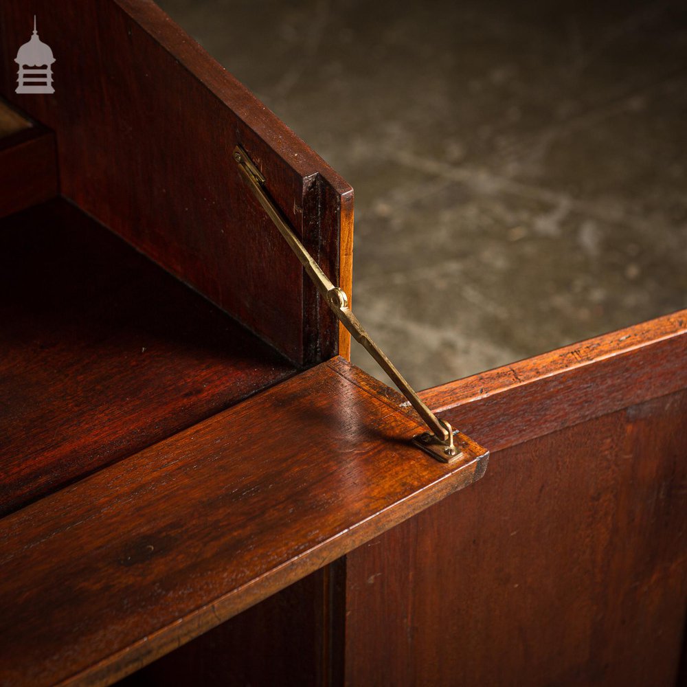 Rare Victorian Striking Mahogany Pedestal Bureau Desk with Large Drop Leaf Table to the Rear