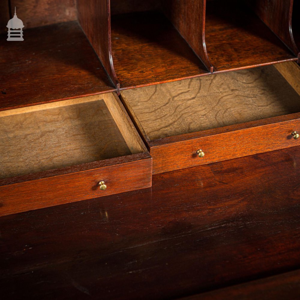 Rare Victorian Striking Mahogany Pedestal Bureau Desk with Large Drop Leaf Table to the Rear