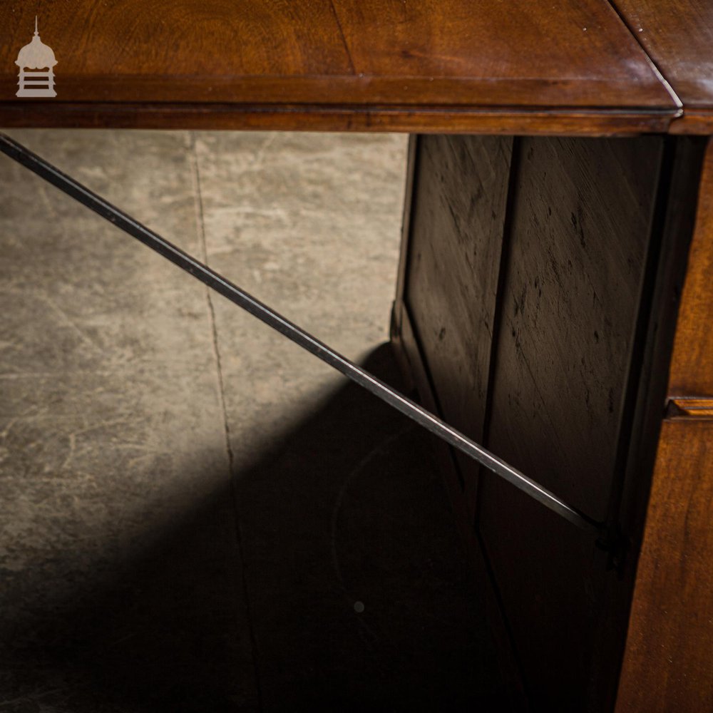 Rare Victorian Striking Mahogany Pedestal Bureau Desk with Large Drop Leaf Table to the Rear