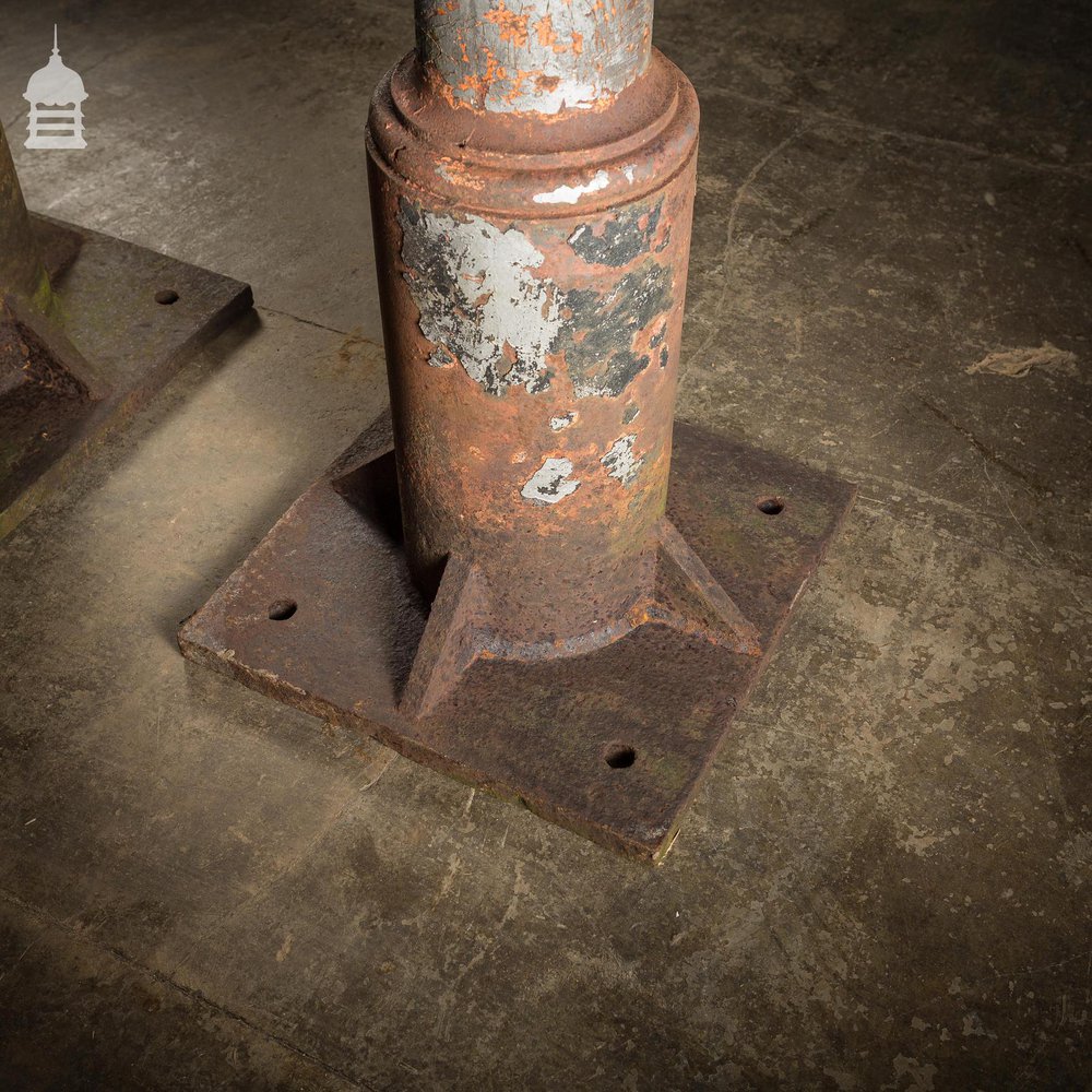 Pair of 19th C Cast Iron Industrial Column Bases Large Porch Stanchions