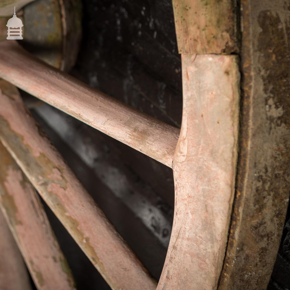 Pair of Large Wooden Agricultural Cart Wheels with Iron Rim Band