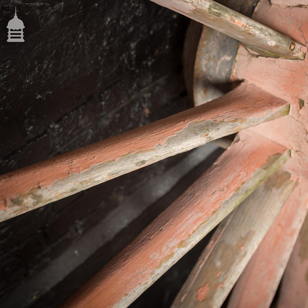 Pair of Large Wooden Agricultural Cart Wheels with Iron Rim Band