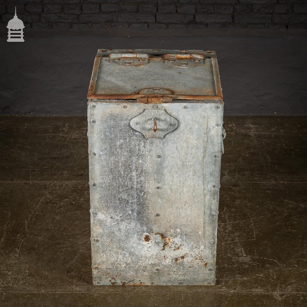 Bygone Galvanised and Riveted Feed Bin Seed Storage with Handles