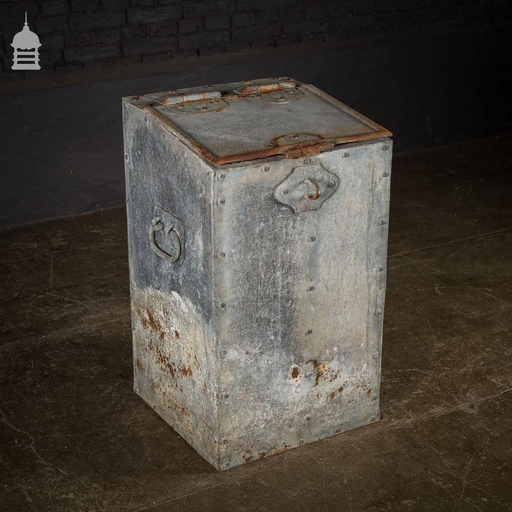 Bygone Galvanised and Riveted Feed Bin Seed Storage with Handles