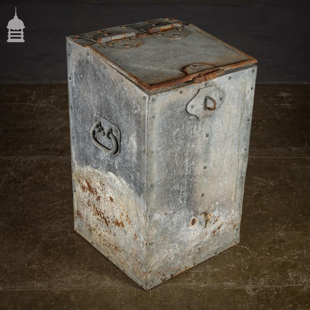 Bygone Galvanised and Riveted Feed Bin Seed Storage with Handles