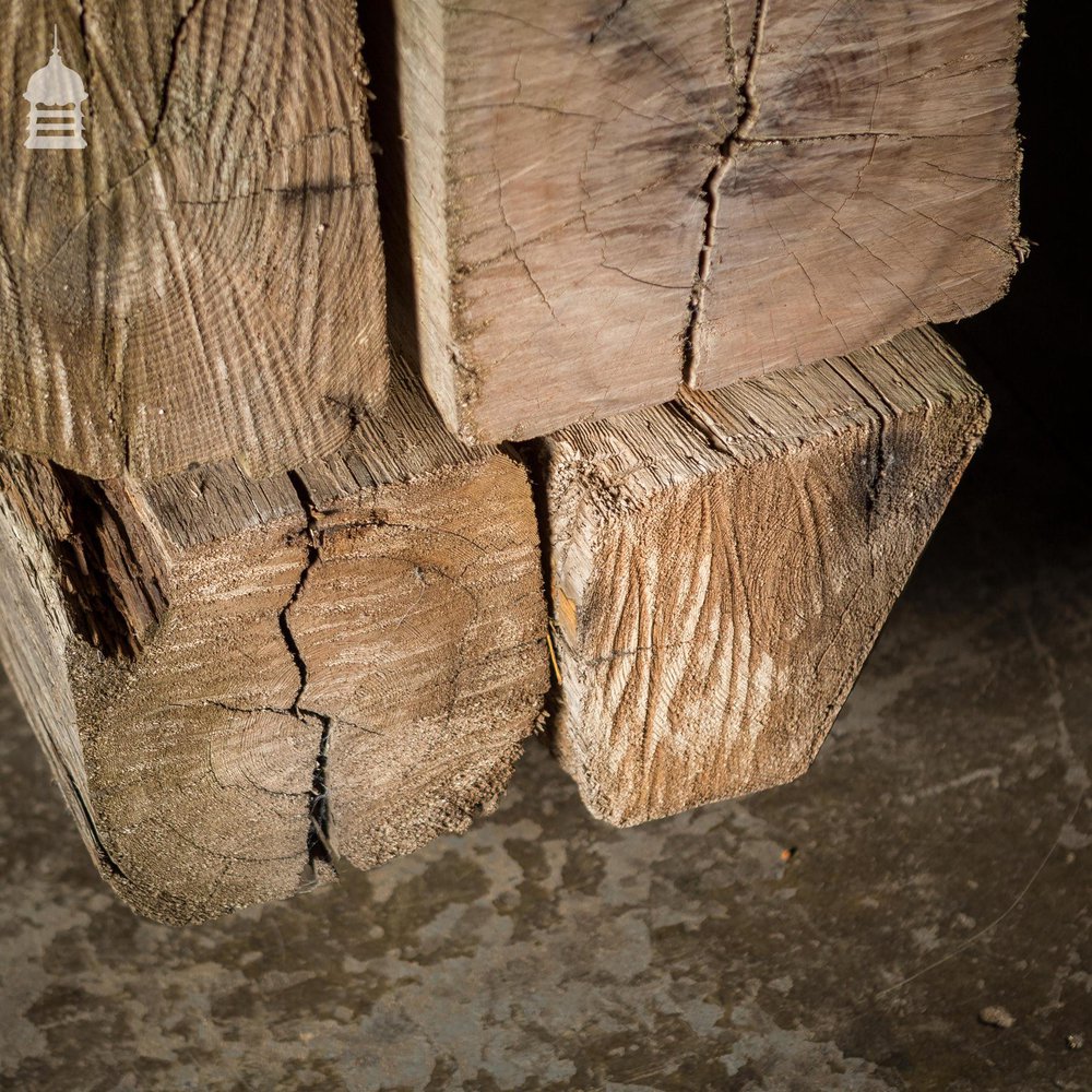 Batch of Six 8ft Large Rusitc Iroko and Pine Chunky Beams