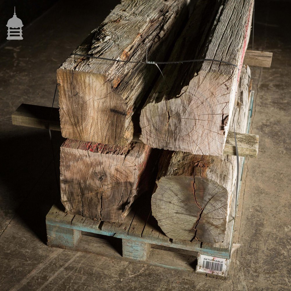 Batch of Four 3.5ft Rustic Iroko Chunky Beams